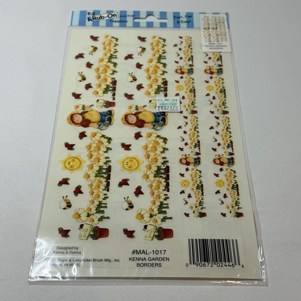 Royal Langnickel Easy Rub-On Transfers Garden Kenna Bee Sunflower Border 6x9